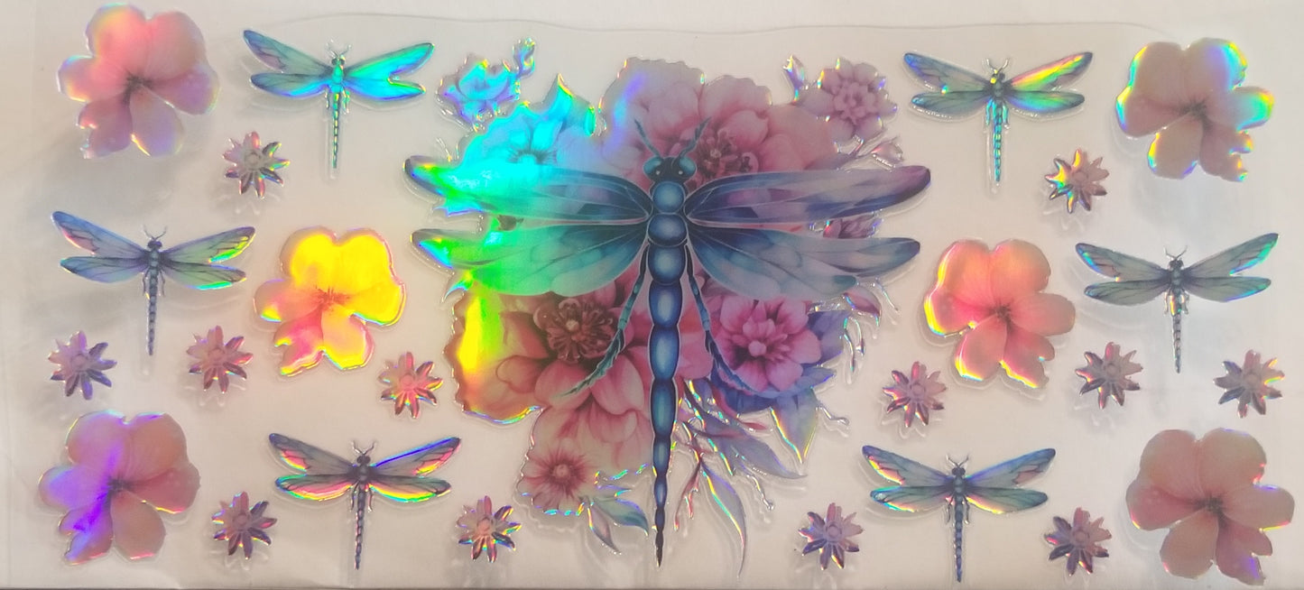 VDTFDW- Holographic Dragon Fly | 16oz Cupwrap
