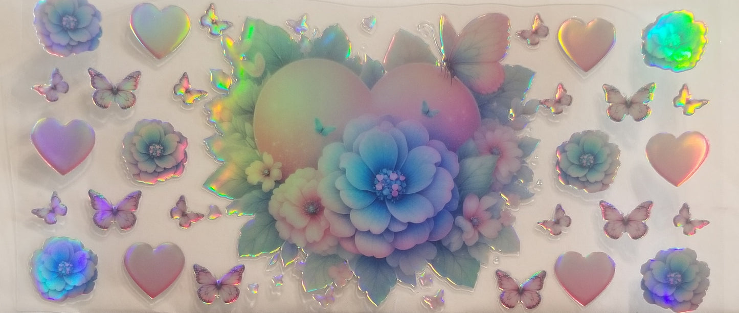 VDTFDW- Holographic Heart and Flower | 16oz Cupwrap