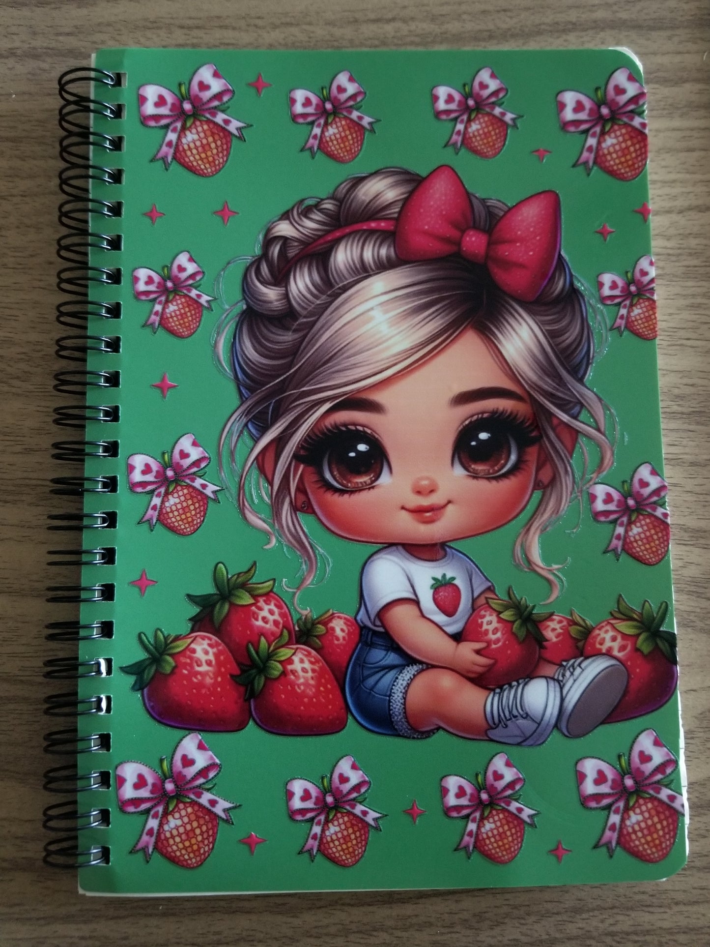 Unique A5 Spiral Notebook- Strawberry Girl