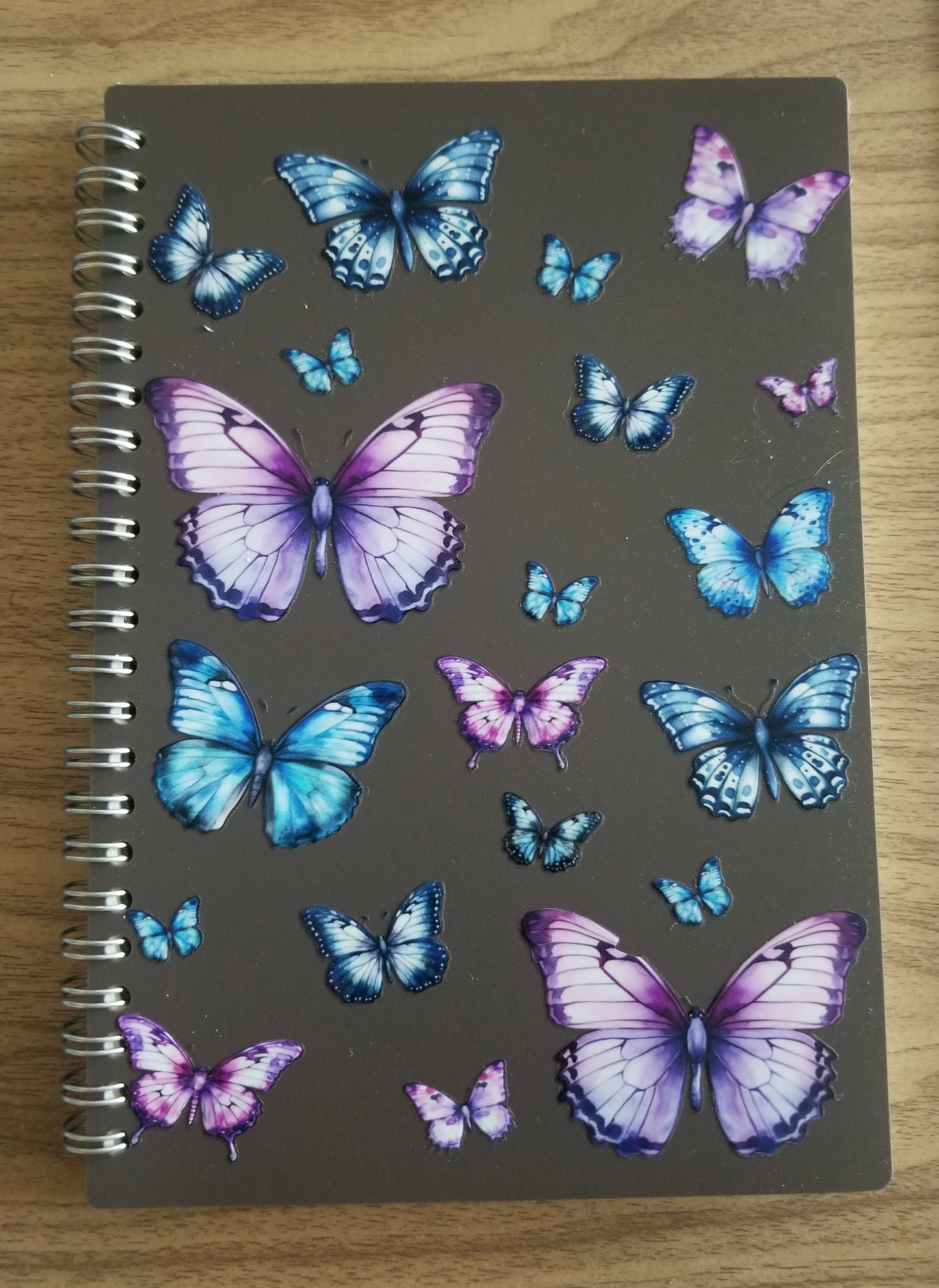 Unique A5 Spiral Notebook- Butterflies Pink & Purple
