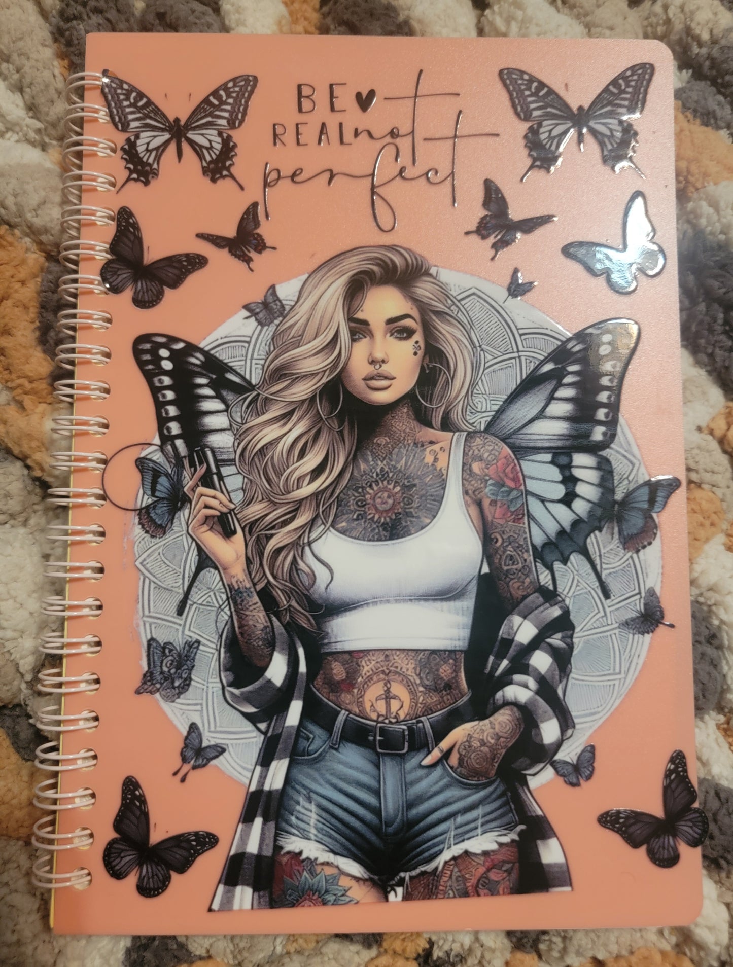 Unique A5 Spiral Notebook- Be Real Not Perfect