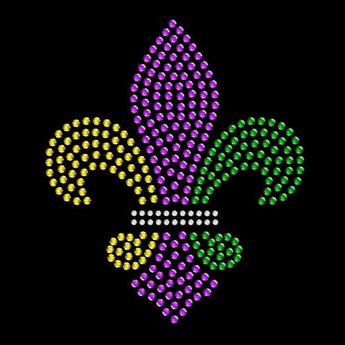 VDTFDW- Rhinestone Transfer- Colored Fleur De Lis