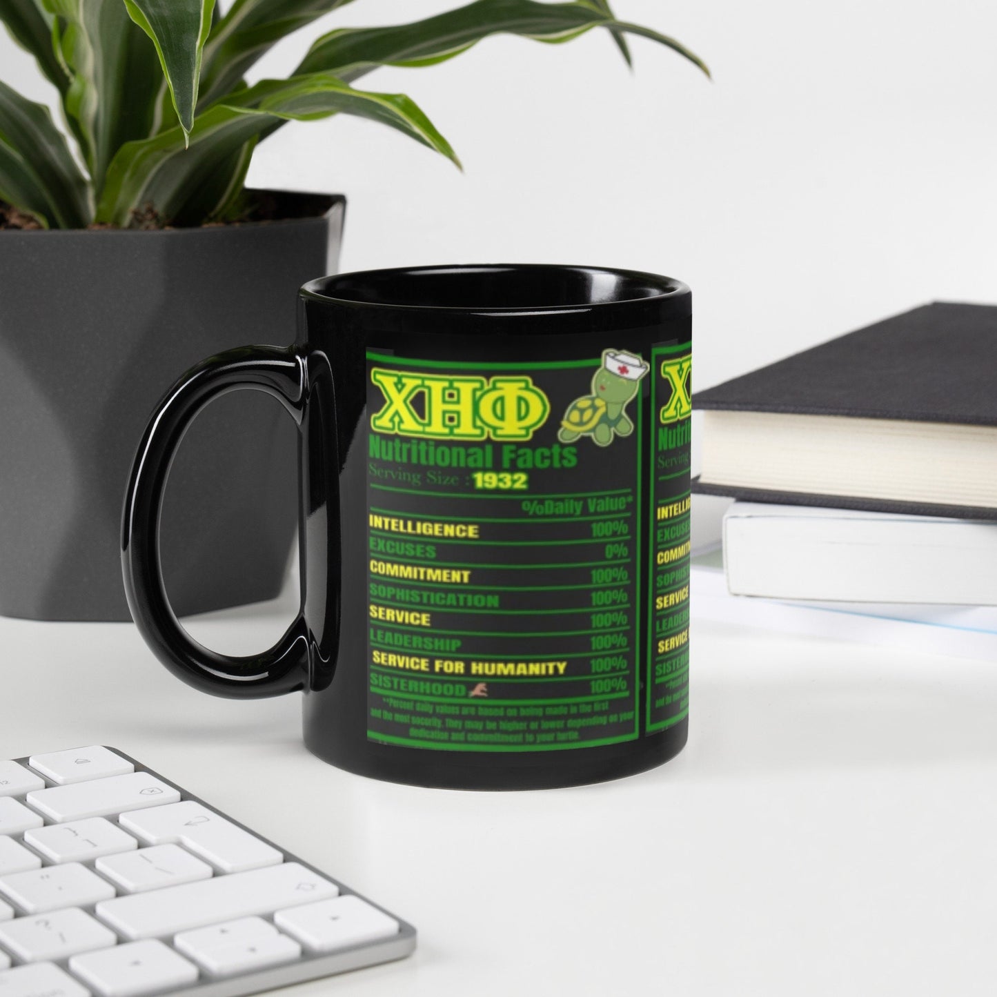 Chi Eta Phi Ingredient Black Glossy Mug