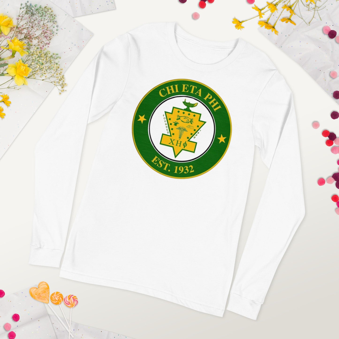 Chi Eta Phi Emblem Long Sleeve Tee: Sport Chic Style at Sorority Events