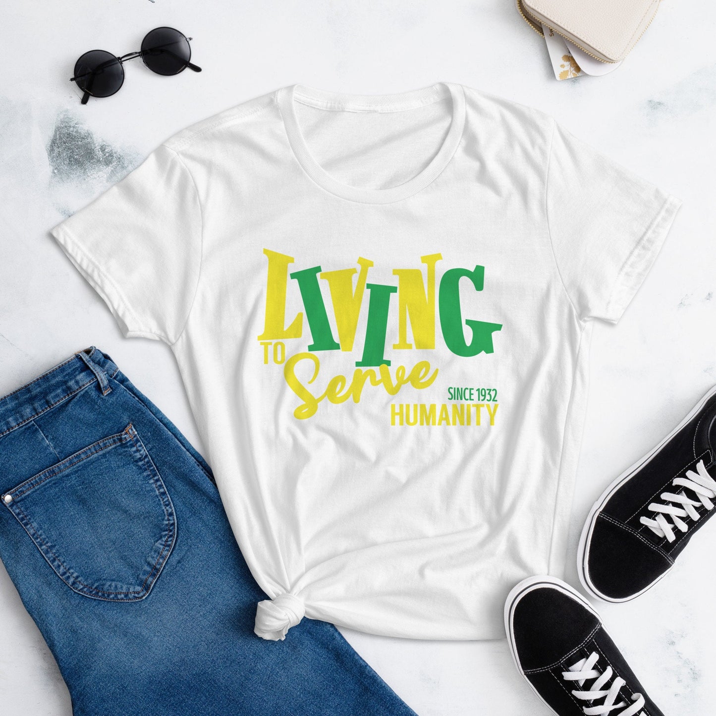 Living To Serve Graphic T-Shirt | 2024 Chi Eta Phi Themed Tee | Humanity Crewneck T-Shirt | Gift For Her | Wear The Service Of Humanity Tee