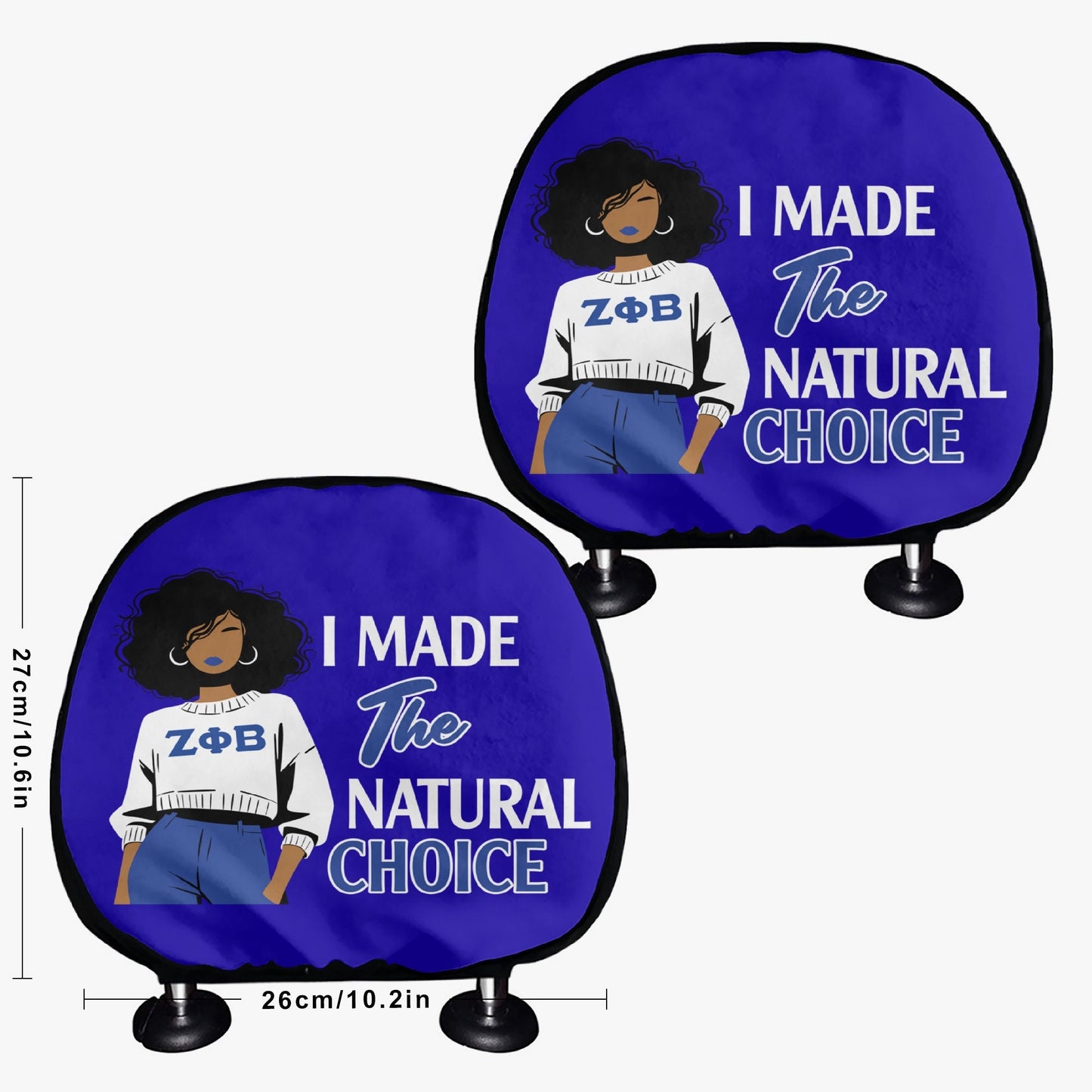 Zeta Phi Beta 'I Made the Natural Choice' Car Headrest Covers
