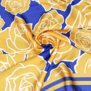Sigma Gamma Rho Sorority Scarf – Gold and Blue Silky Square with Shield & Letters