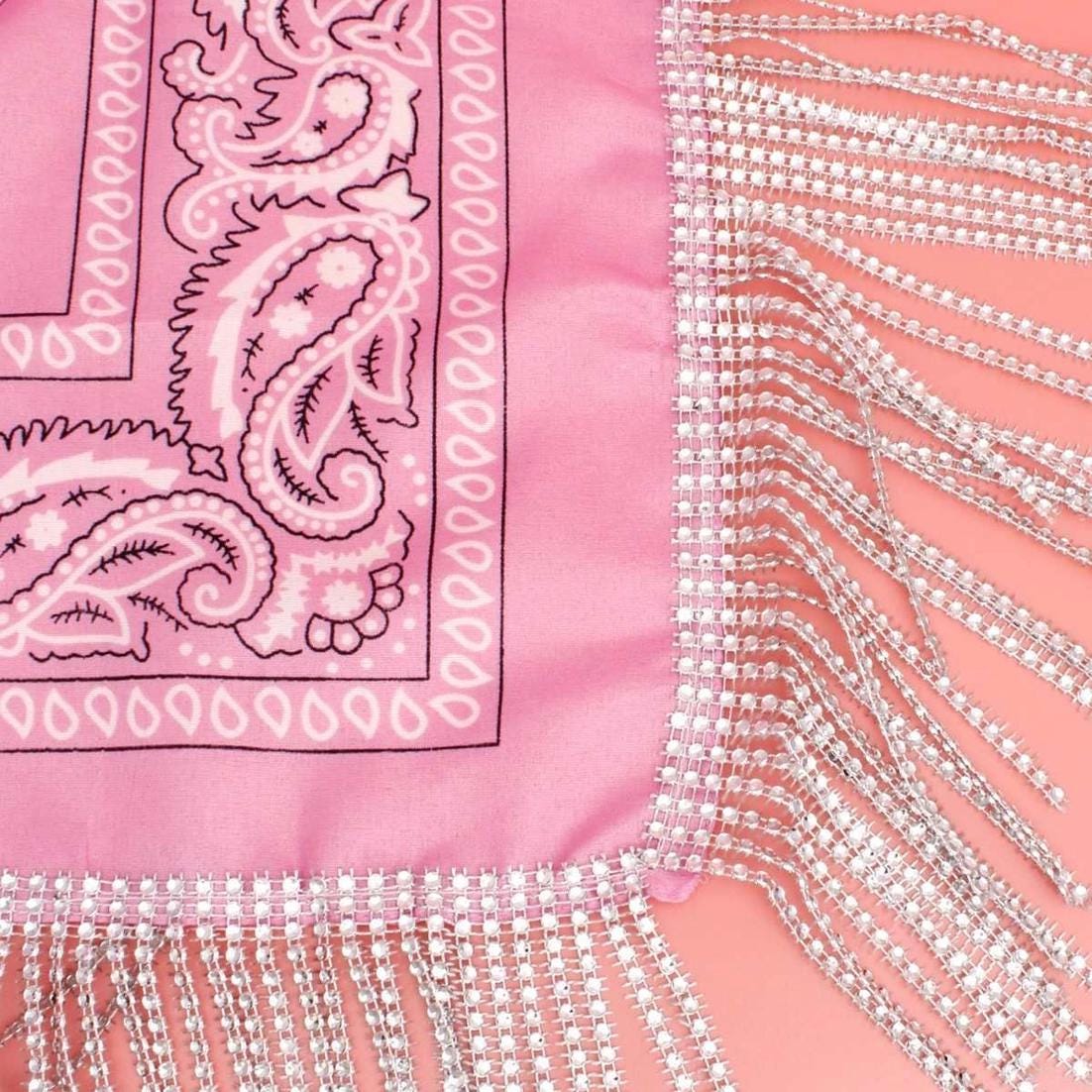 AKA Pink & White Bling Fringe Bandana Necklace
