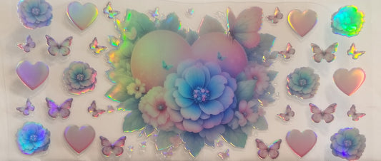 VDTFDW- Holographic Heart and Flower | 16oz Cupwrap
