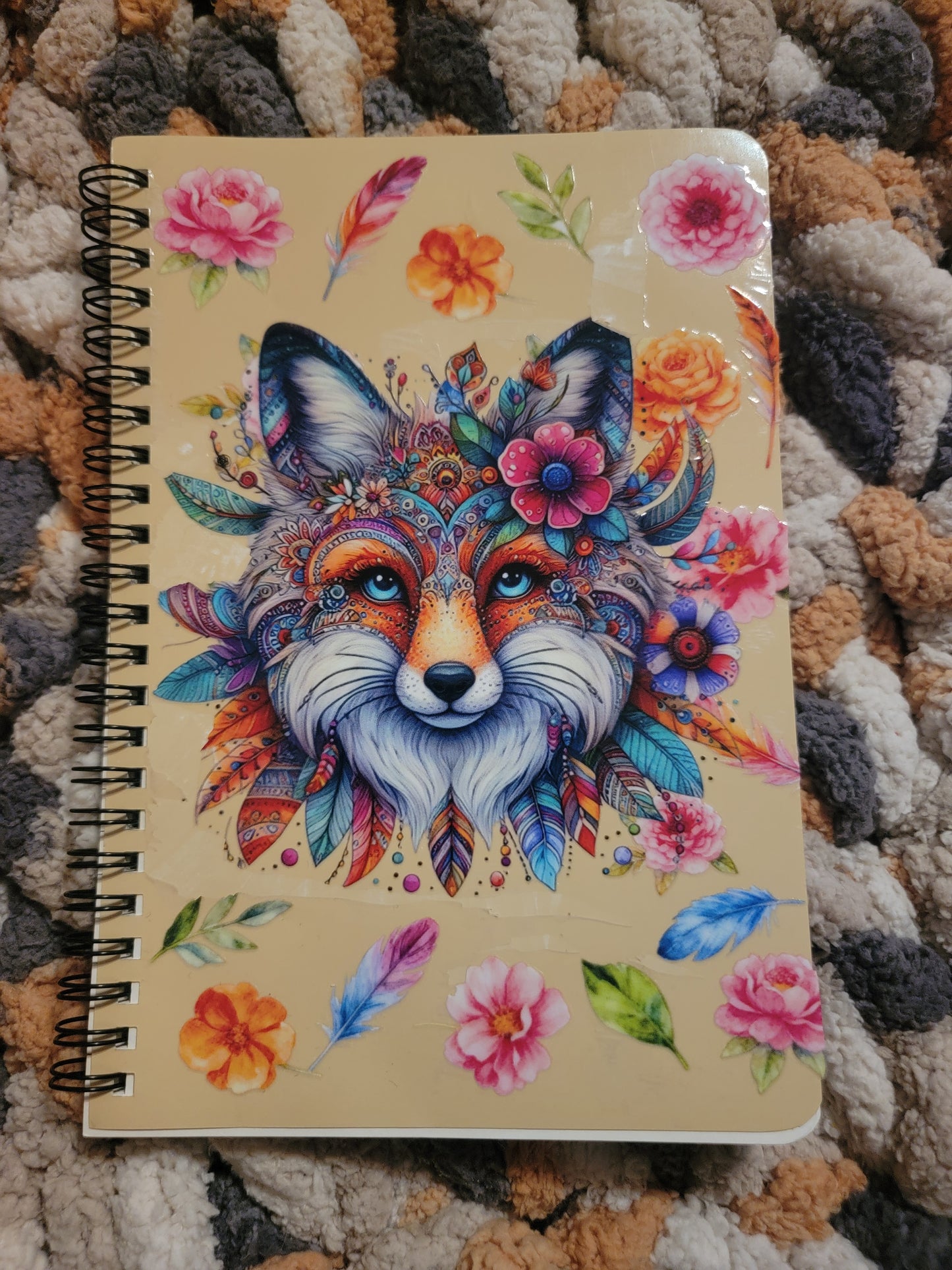Unique A5 Spiral Notebook-Beautiful Colorful Wolf