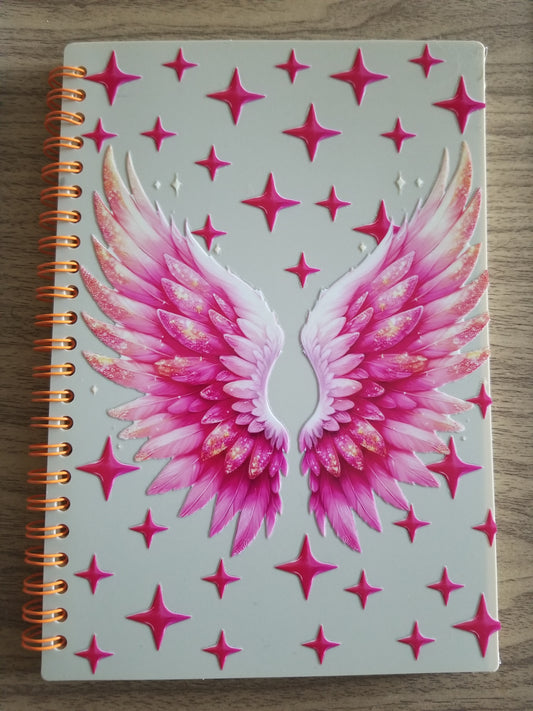 Unique A5 Spiral Notebook- Pink Wings