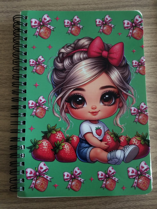Unique A5 Spiral Notebook- Strawberry Girl