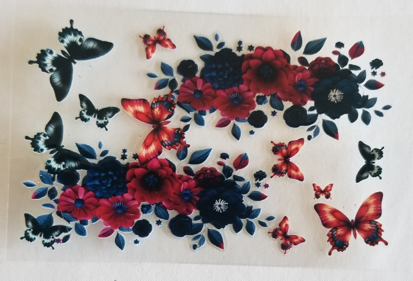 VDTFDW- Credit Card Wraps | Black Butterflies and Red Flowers