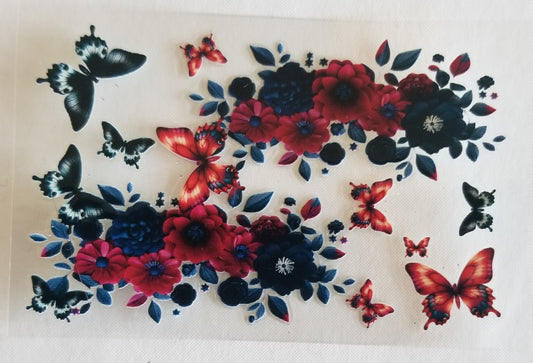 VDTFDW- Credit Card Wraps | Black Butterflies and Red Flowers