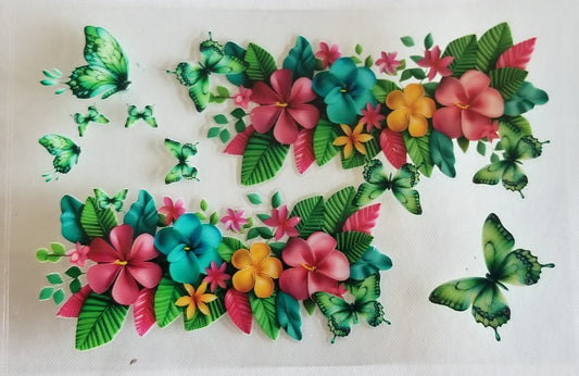 VDTFDW- Credit Card Wraps | Green Butterflies w/ Flowers