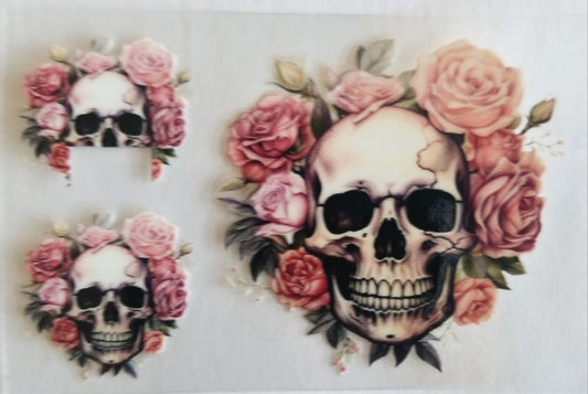 VDTFDW- Credit Card Wraps | Skull w/ Pink Roses