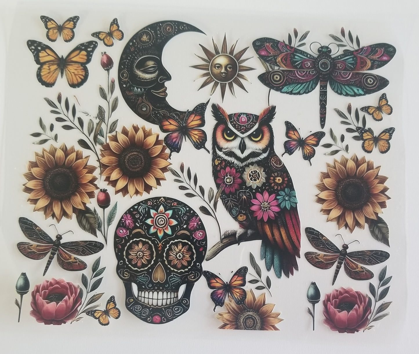 VDTFDW- 20 Oz UVDTF Wraps | Moon, Owl and Skull