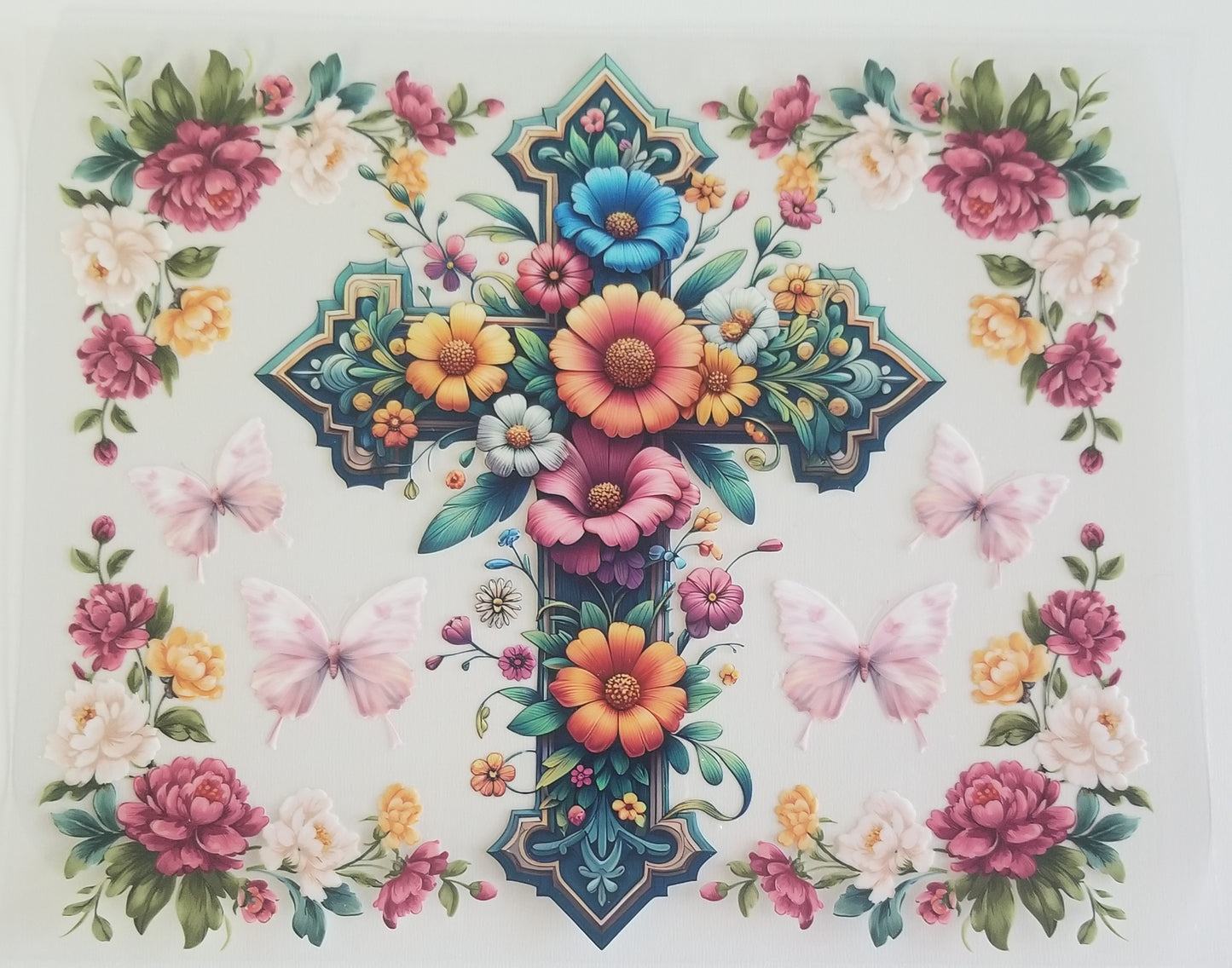 VDTFDW- 20 Oz UVDTF Wraps | Floral Cross