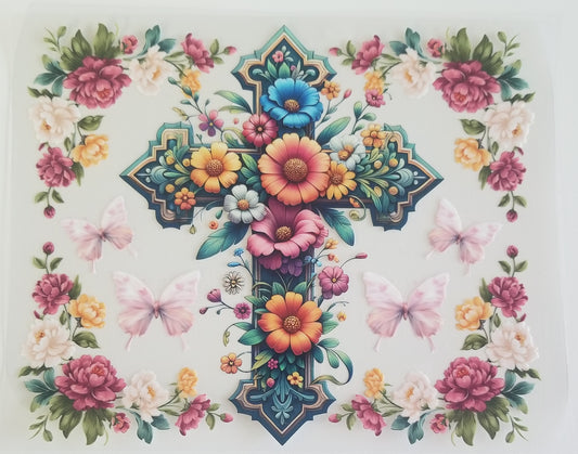 VDTFDW- 20 Oz UVDTF Wraps | Floral Cross