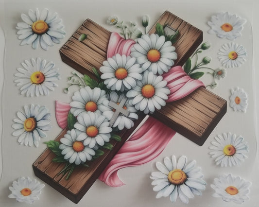 VDTFDW- 20 Oz UVDTF Wraps | Cross w/ Dandelions