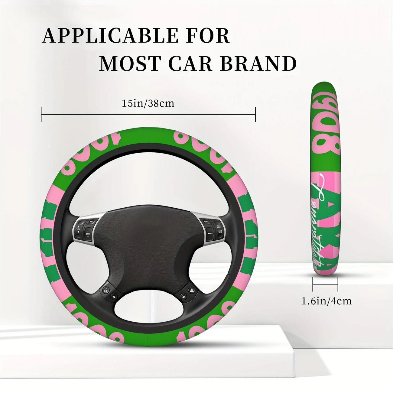 1908 Pattern Printed Steering Wheel Cover – Fits 15-Inch Wheels