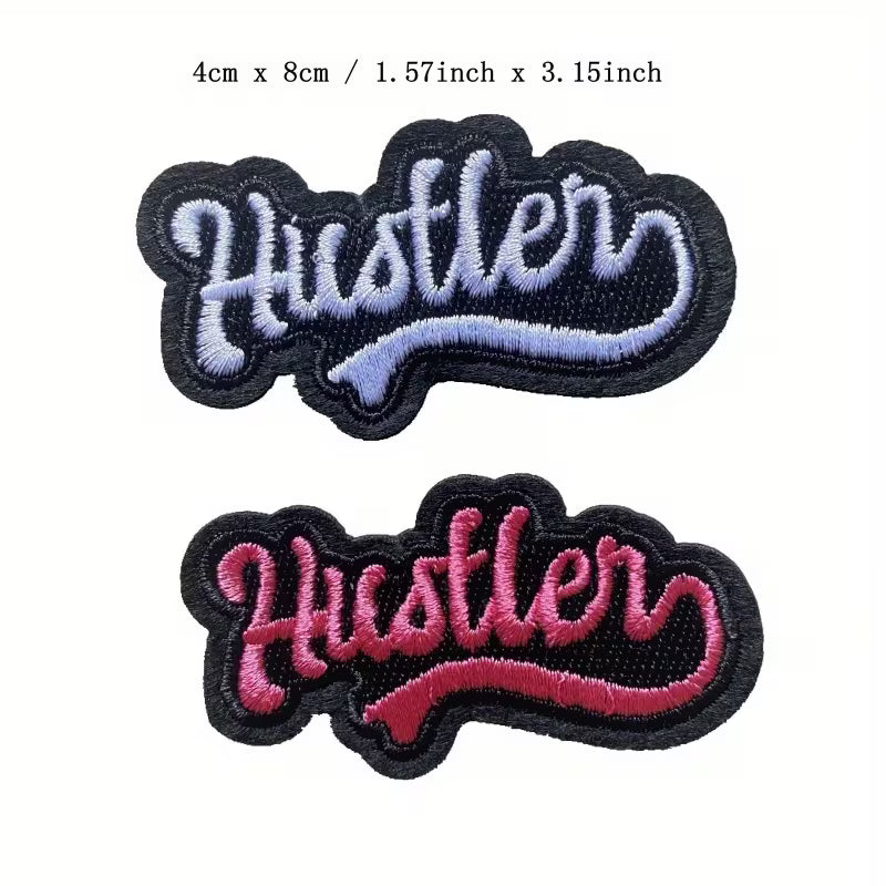 “Hustler” Embroidered Iron-On Patch | Bold DIY Fashion Decor