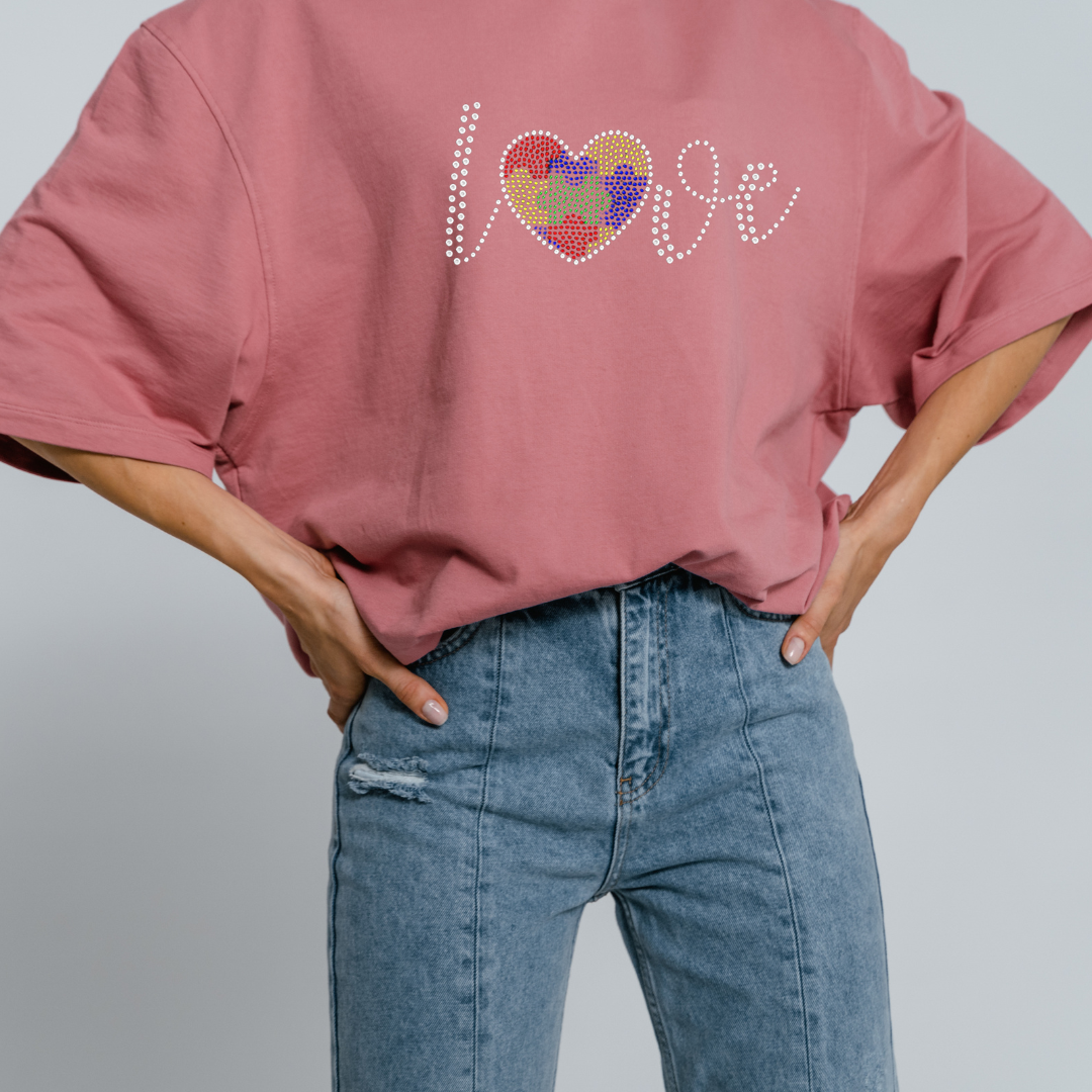 VDTFDW- Rhinestone Transfer- Autism Love