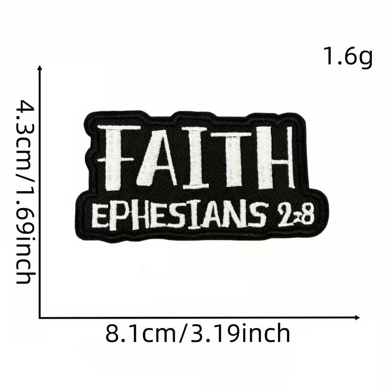 Fashionable Faith – Ephesians 2:8 Embroidery Patch | Iron-On DIY Decor