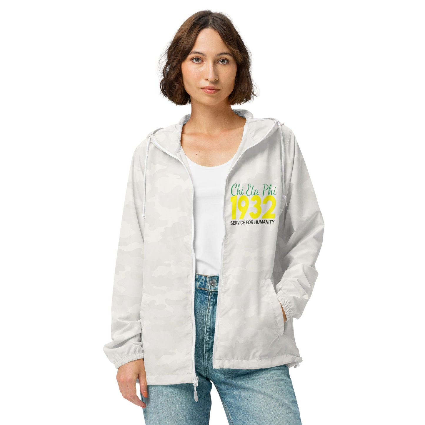 Stylish Chi Eta Phi 1932 Lightweight Zip Up Windbreaker - Trendy Women's Outerwear for All Seasons