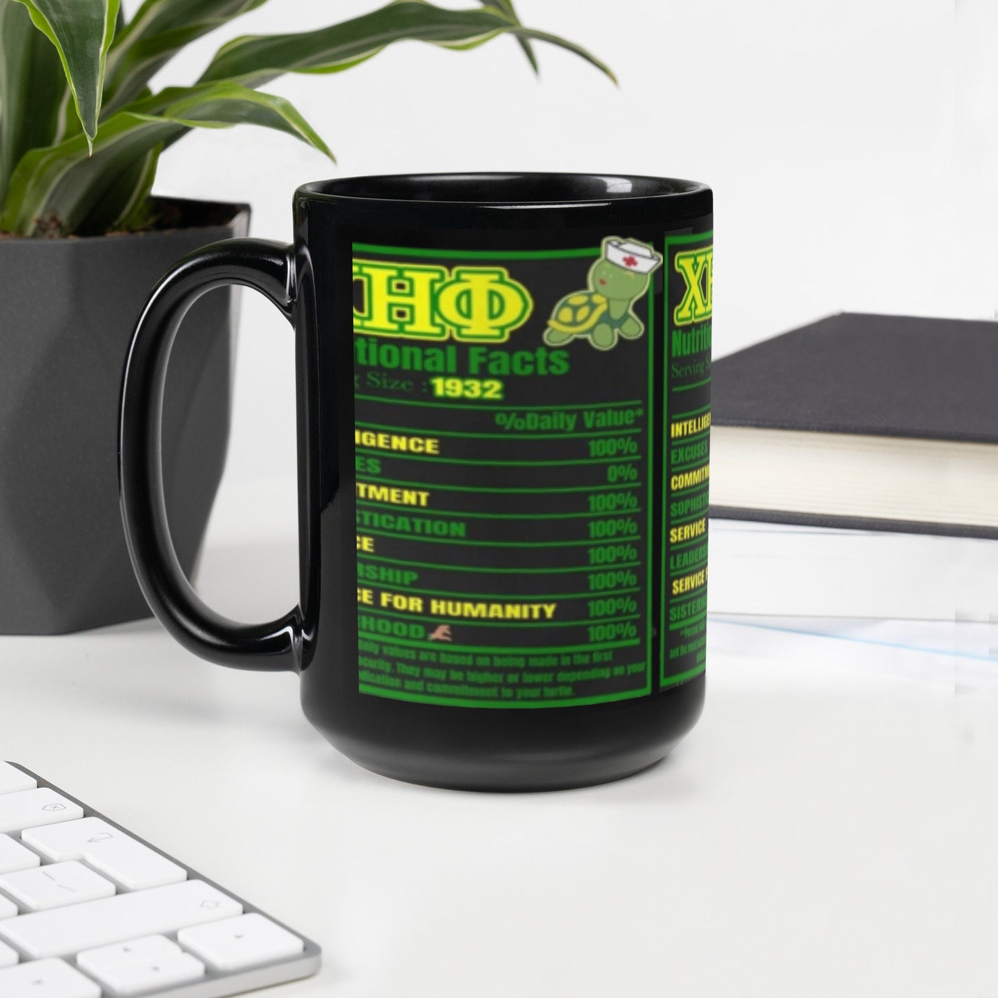 Chi Eta Phi Ingredient Black Glossy Mug