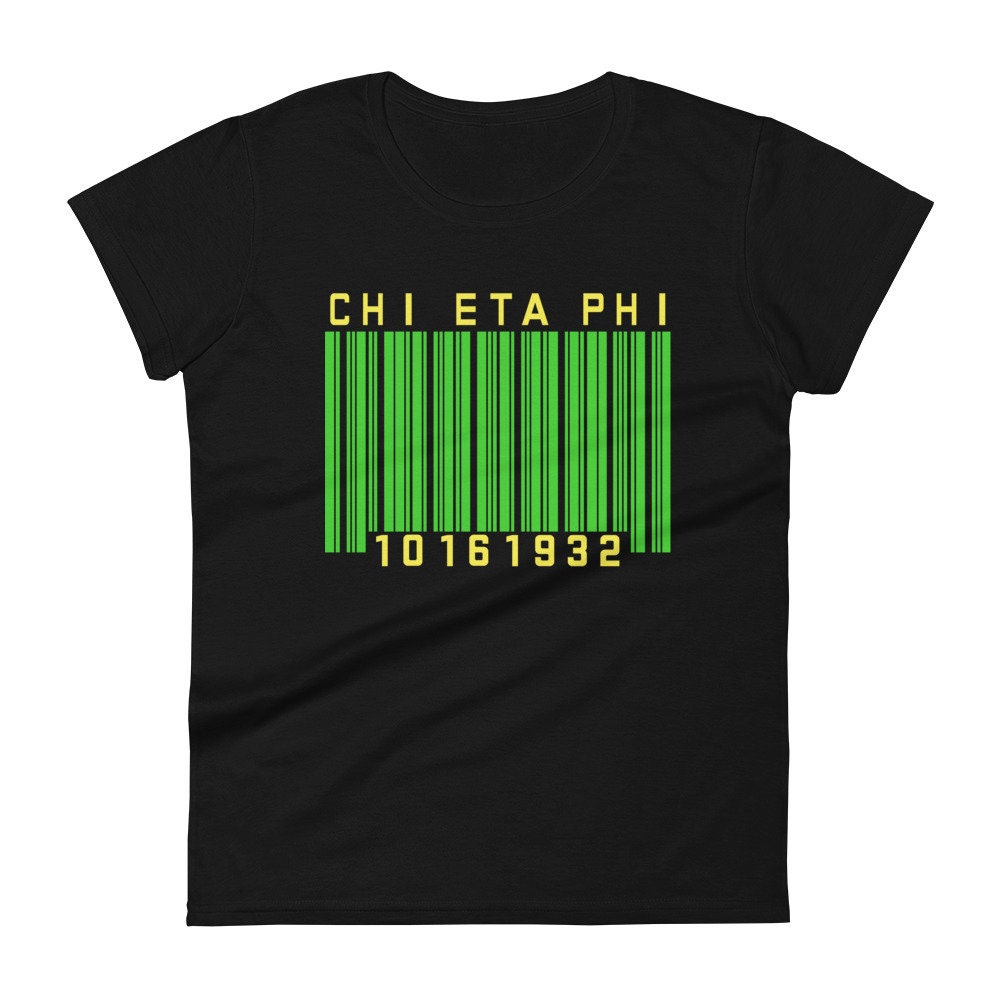Chi Eta Phi Barcode Graphic Tee Shirt - Fashionable Greek Life Apparel with a Modern Twist