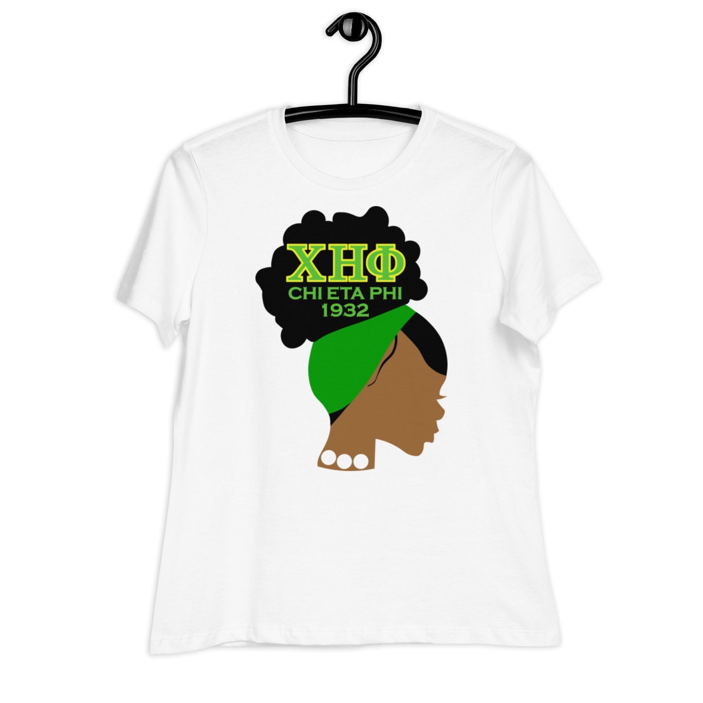 Elegant Chi Eta Phi - Lady in Pearls T-Shirt: Stylish Apparel for Sorority Sisters