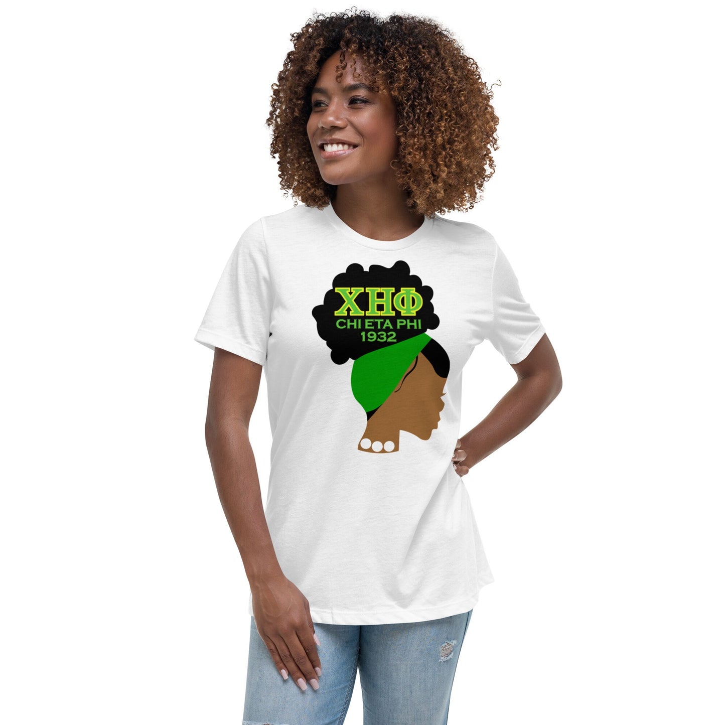 Elegant Chi Eta Phi - Lady in Pearls T-Shirt: Stylish Apparel for Sorority Sisters