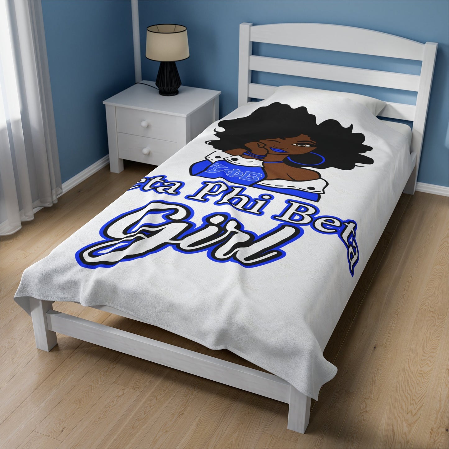 Zeta Phi Beta Girl Velveteen Plush Blanket, Cozy Sorority Gift, Greek Lettered Throw