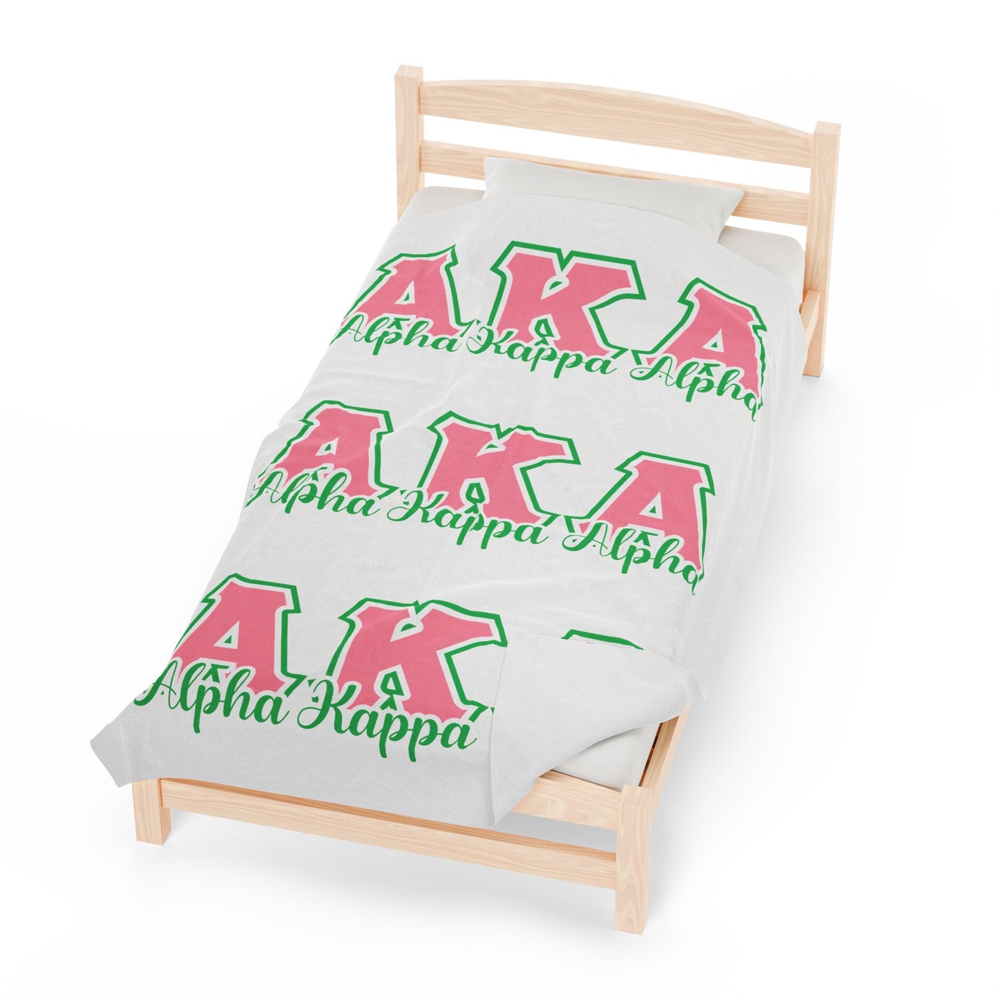 AKA Sorority Inspired Velveteen Plush Blanket, Alpha Kappa Alpha Greek Letter Throw, Cozy Soror Gift