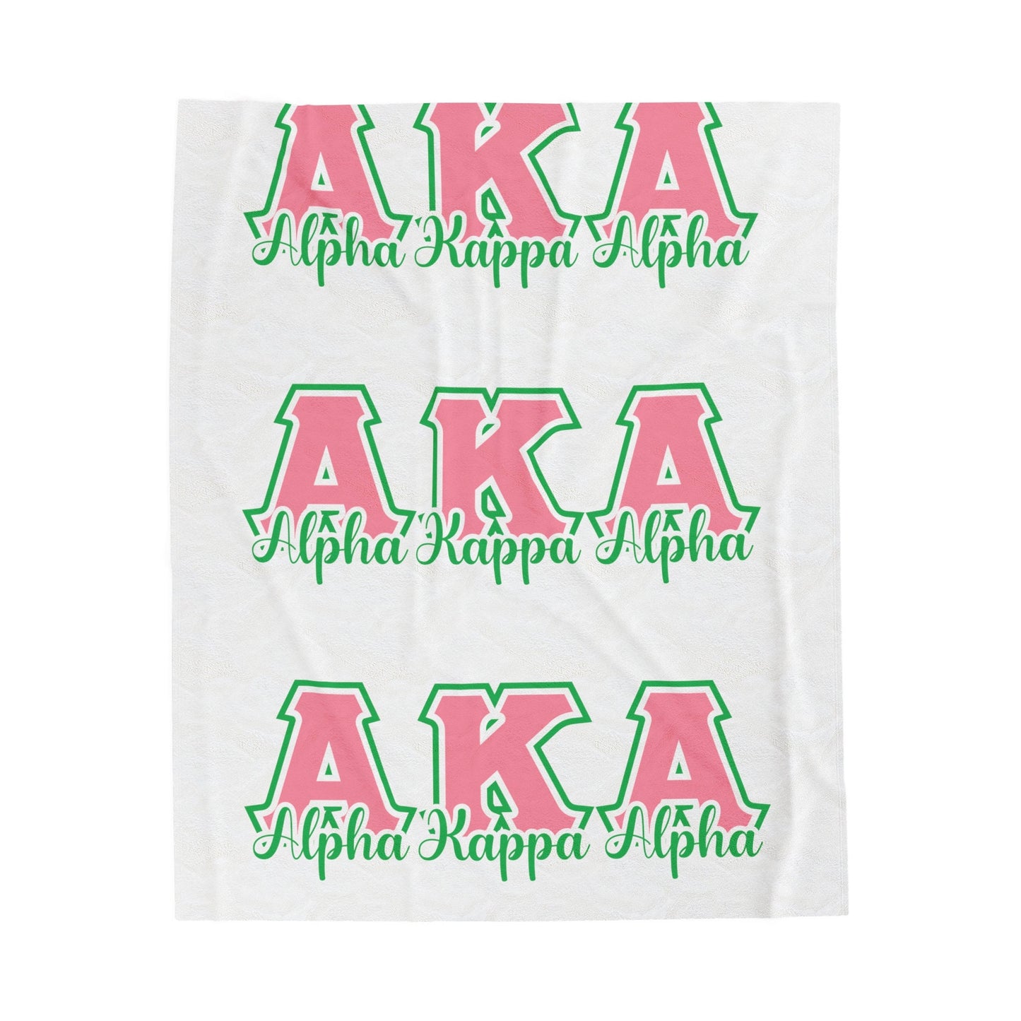 AKA Sorority Inspired Velveteen Plush Blanket, Alpha Kappa Alpha Greek Letter Throw, Cozy Soror Gift