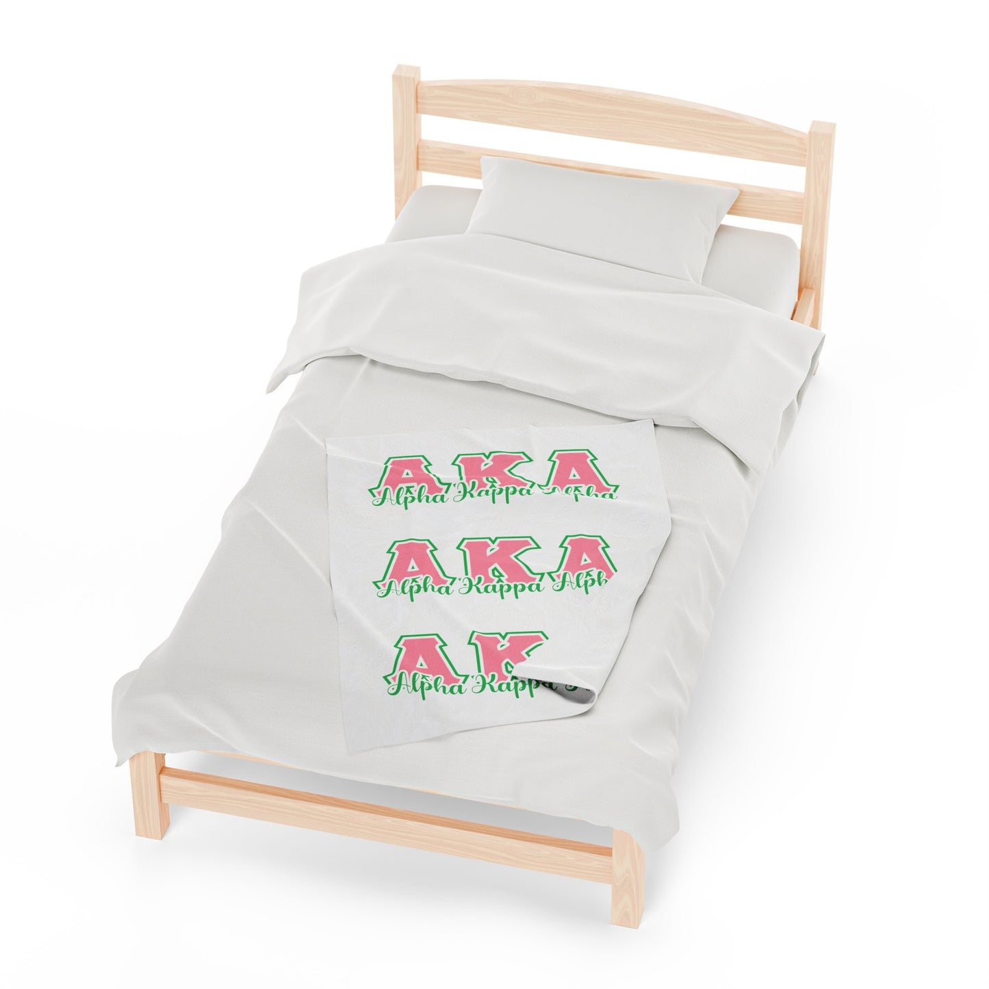 AKA Sorority Inspired Velveteen Plush Blanket, Alpha Kappa Alpha Greek Letter Throw, Cozy Soror Gift