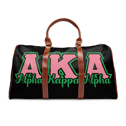 Alpha Kappa Alpha Themed Travel Bag | Waterproof (AKA) Canvas Travel Bag | Weekender Bag | Cottagecore Duffle Bag | AKA Carry On Travel Bag