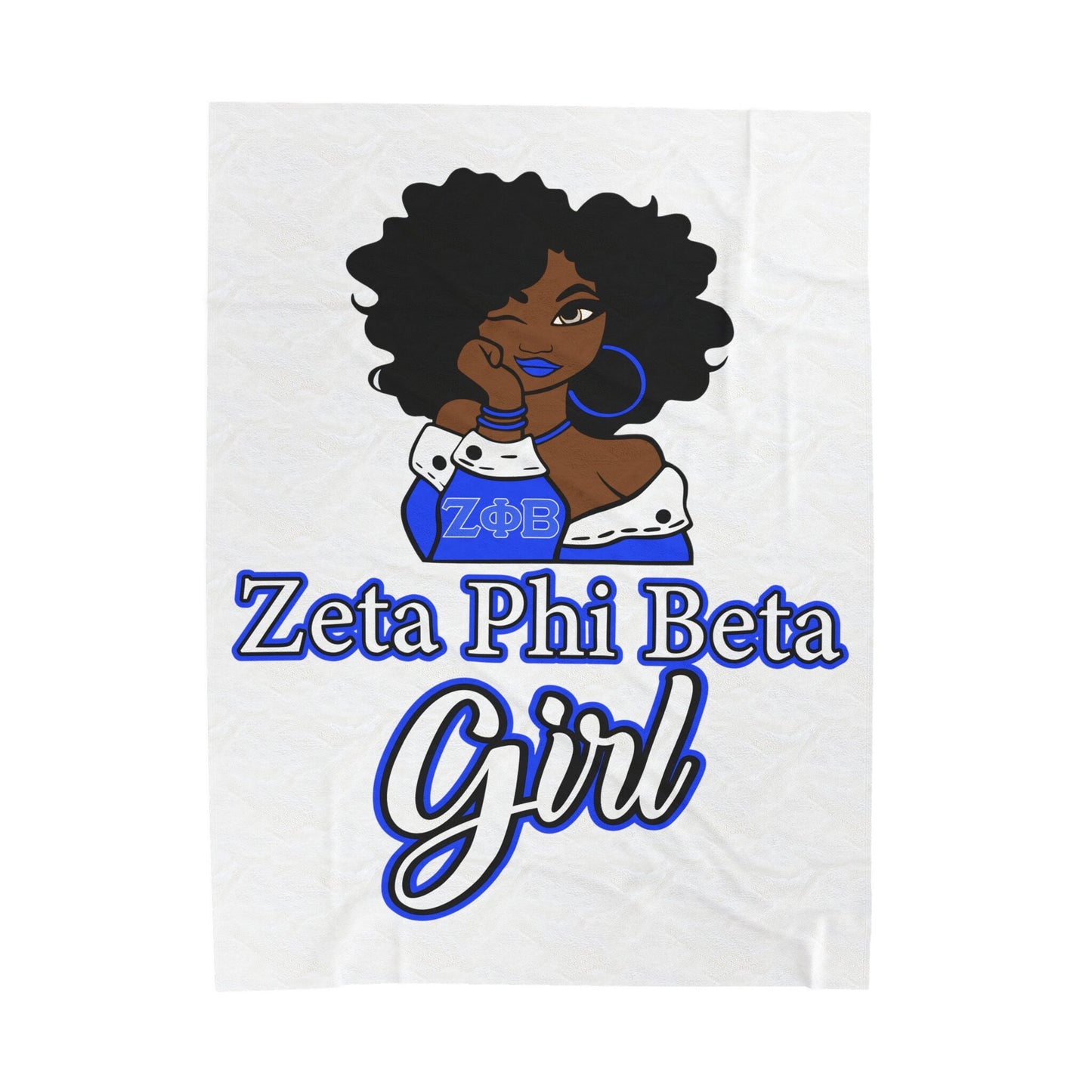 Zeta Phi Beta Girl Velveteen Plush Blanket, Cozy Sorority Gift, Greek Lettered Throw