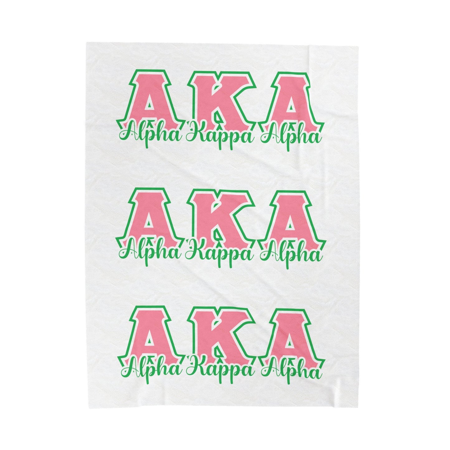 AKA Sorority Inspired Velveteen Plush Blanket, Alpha Kappa Alpha Greek Letter Throw, Cozy Soror Gift