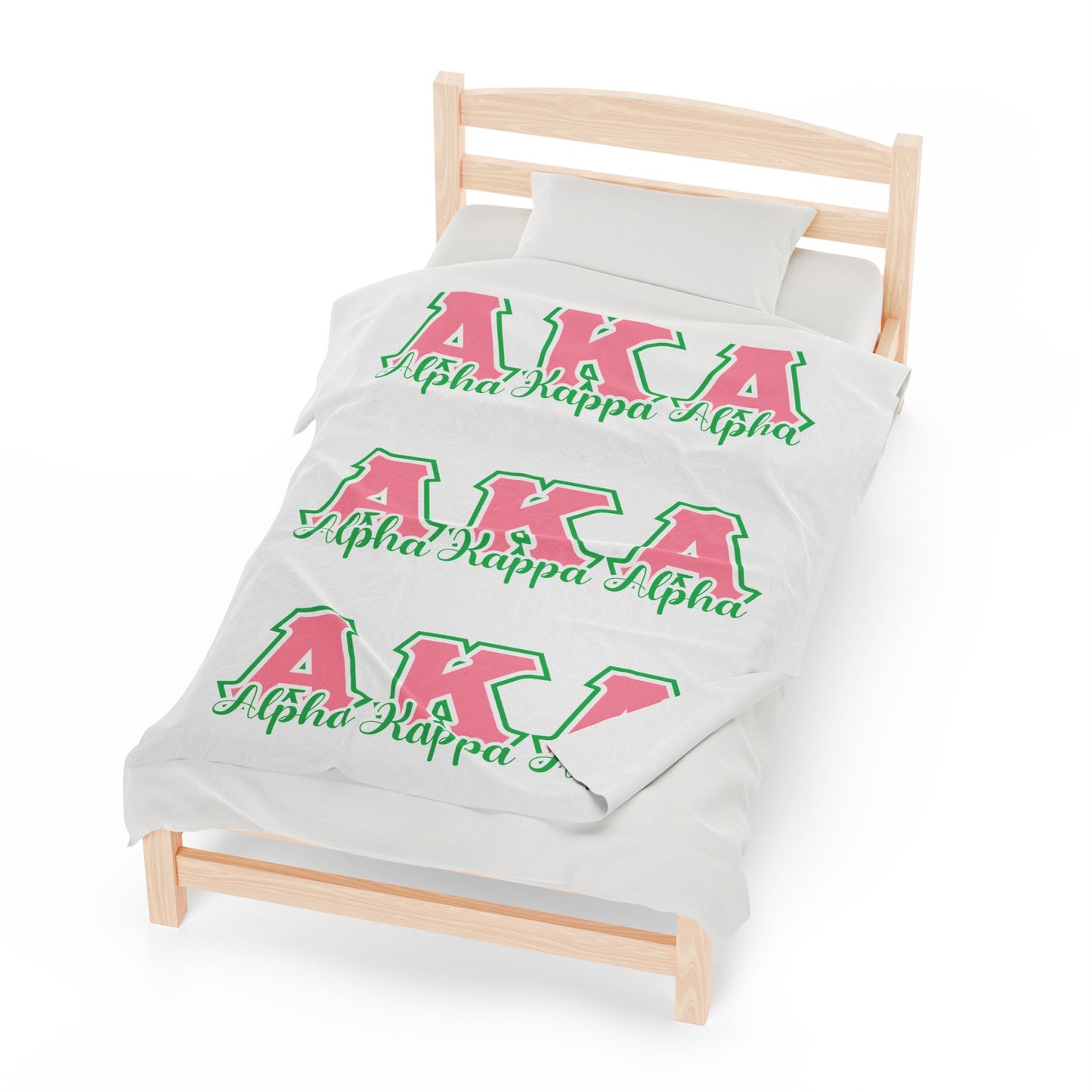 AKA Sorority Inspired Velveteen Plush Blanket, Alpha Kappa Alpha Greek Letter Throw, Cozy Soror Gift