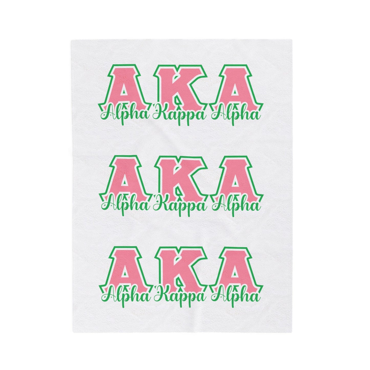 AKA Sorority Inspired Velveteen Plush Blanket, Alpha Kappa Alpha Greek Letter Throw, Cozy Soror Gift