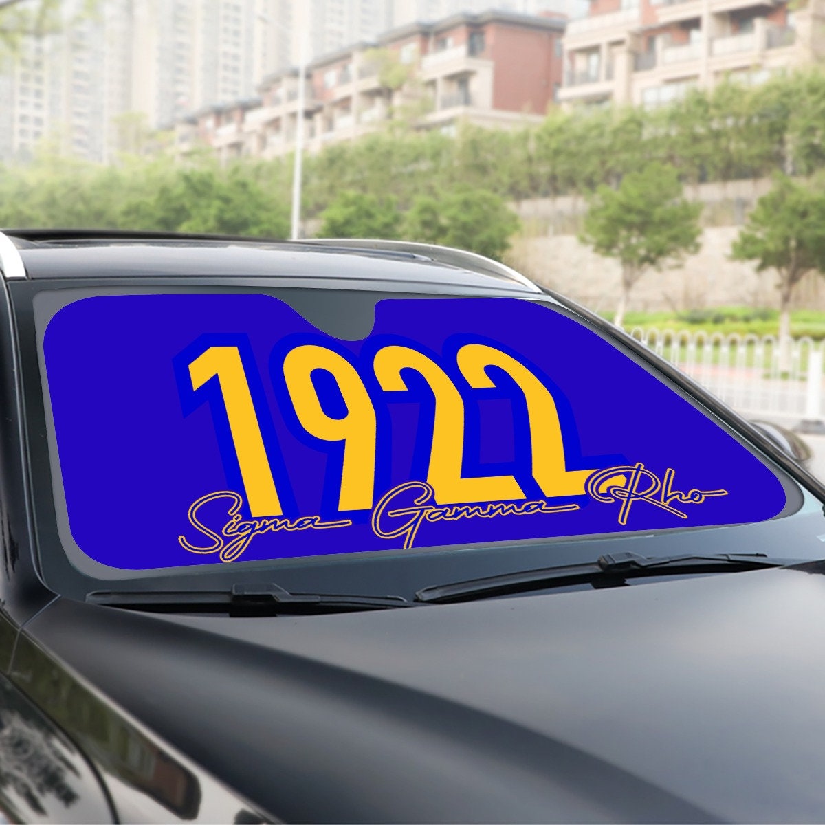 Stay Cool with Our Sigma Gamma Rho 1922 Windshield Sunshade!