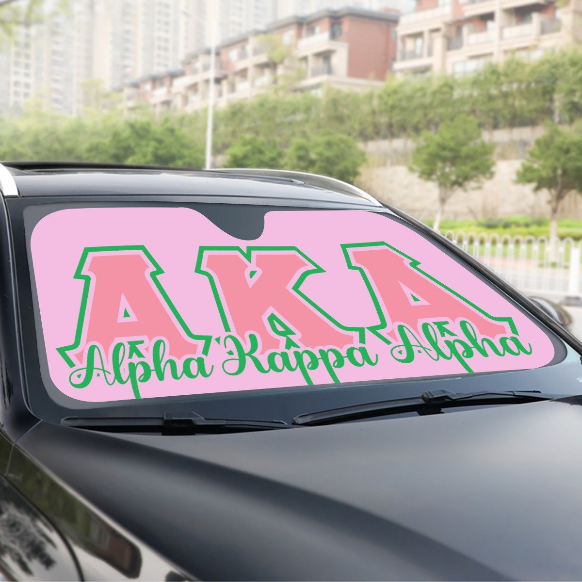 Keep Your Car Cool with Our Alpha Kappa Alpha Windshield Sunshade!