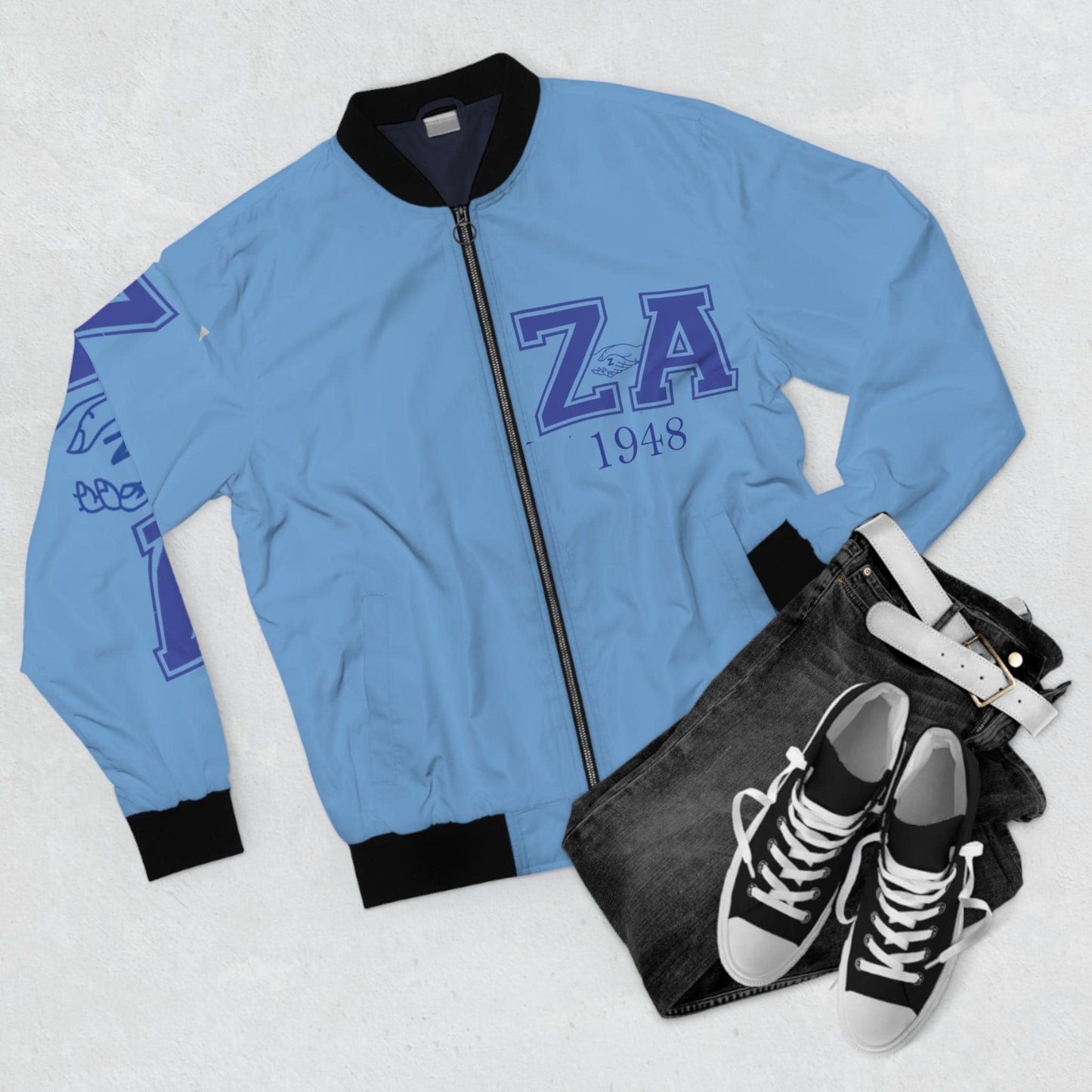 Zeta Amicae Sorority Stylish Bomber Jacket Custom Greek Apparel Perfect for Events & Everyday Style