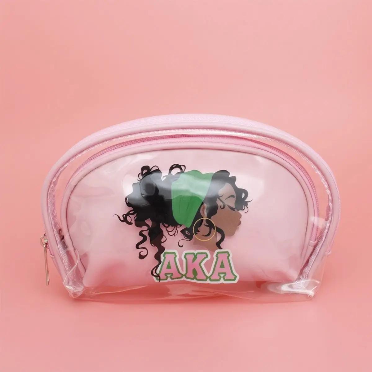 Alpha Kappa Alpha Sorority Pink Cosmetic Pouch Set – Stylish & Functional
