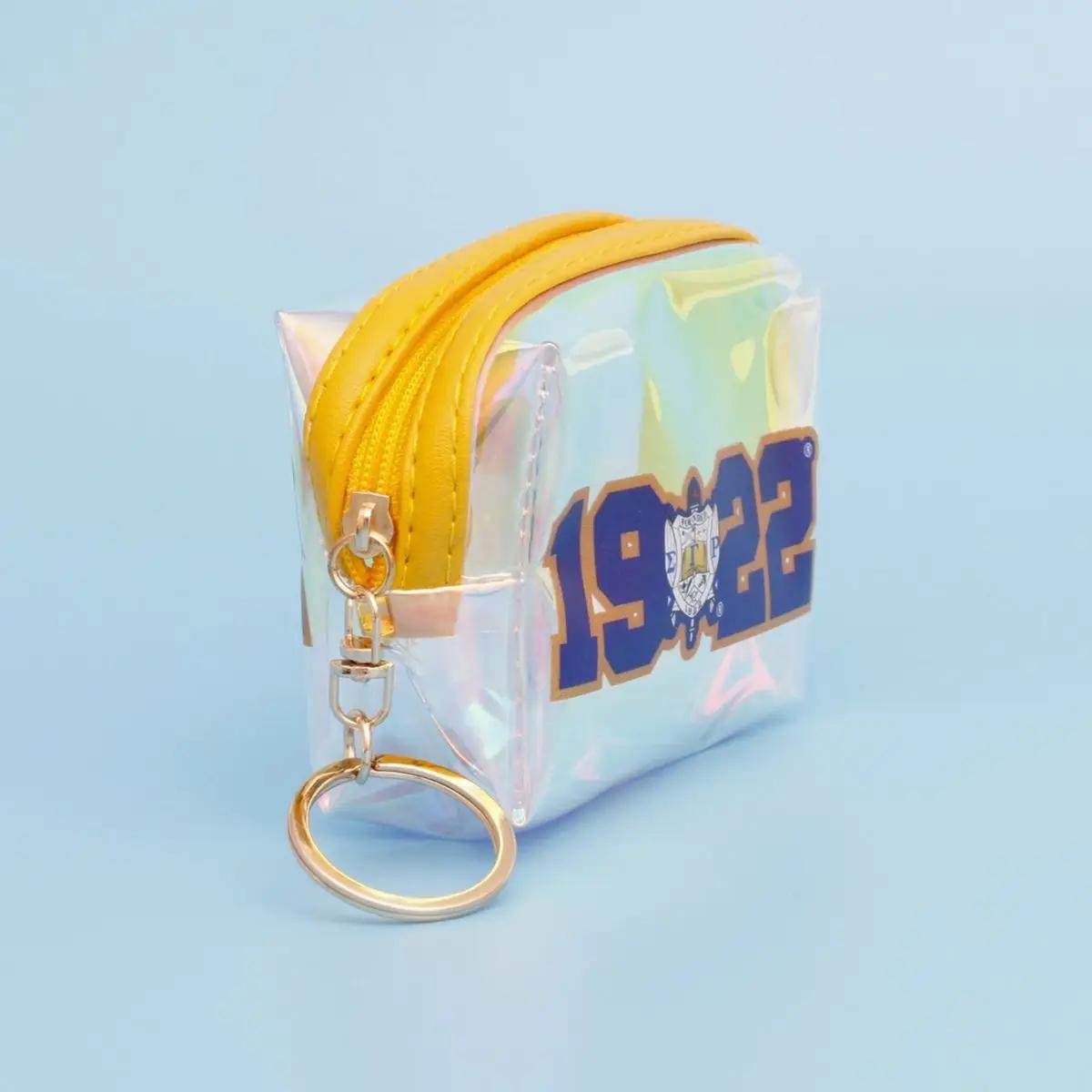 Sigma Gamma Rho Iridescent Zipper Pouch Keychain – Blue & Gold SGRHO 1922