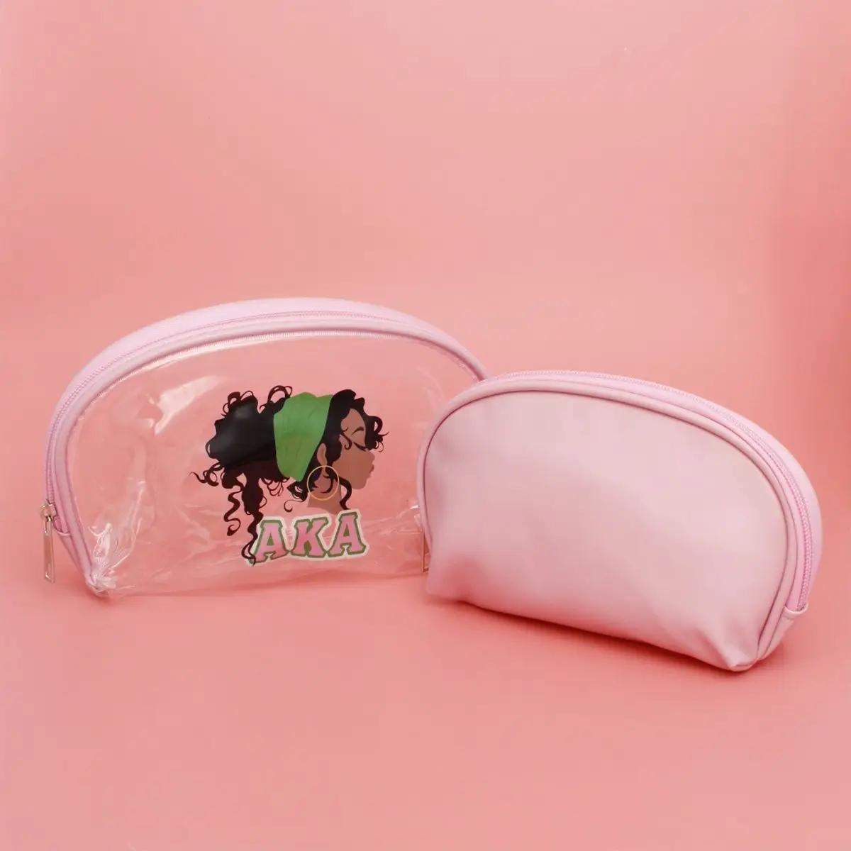 Alpha Kappa Alpha Sorority Pink Cosmetic Pouch Set – Stylish & Functional