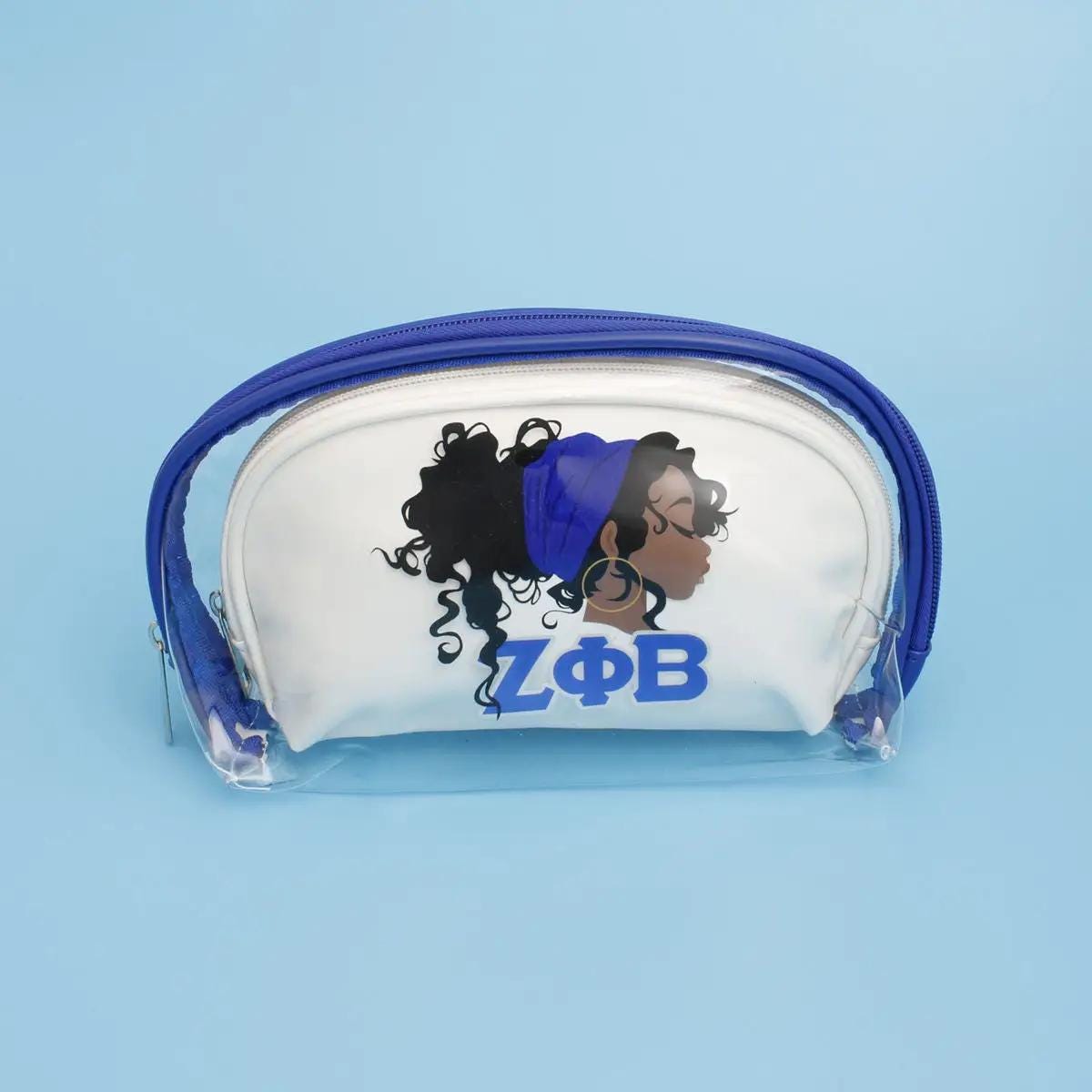 Zeta Phi Beta Sorority Cosmetic Pouch Set – Stylish Blue & White Travel Bags