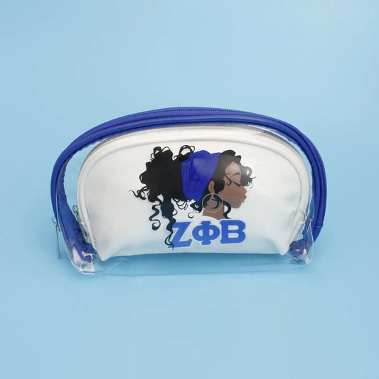 Zeta Phi Beta Sorority Cosmetic Pouch Set – Stylish Blue & White Travel Bags